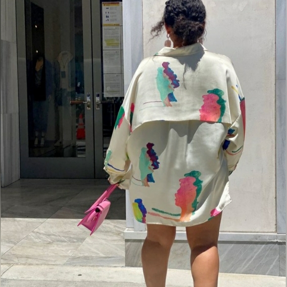 H&M Tops - H&M STUDIO 2020 Women's MultiColor Abstract Print Long Sleeve Blouse- Size S